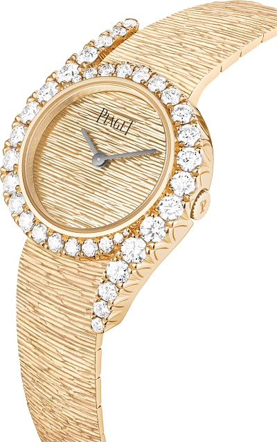 A golden watch encrusted with diamonds