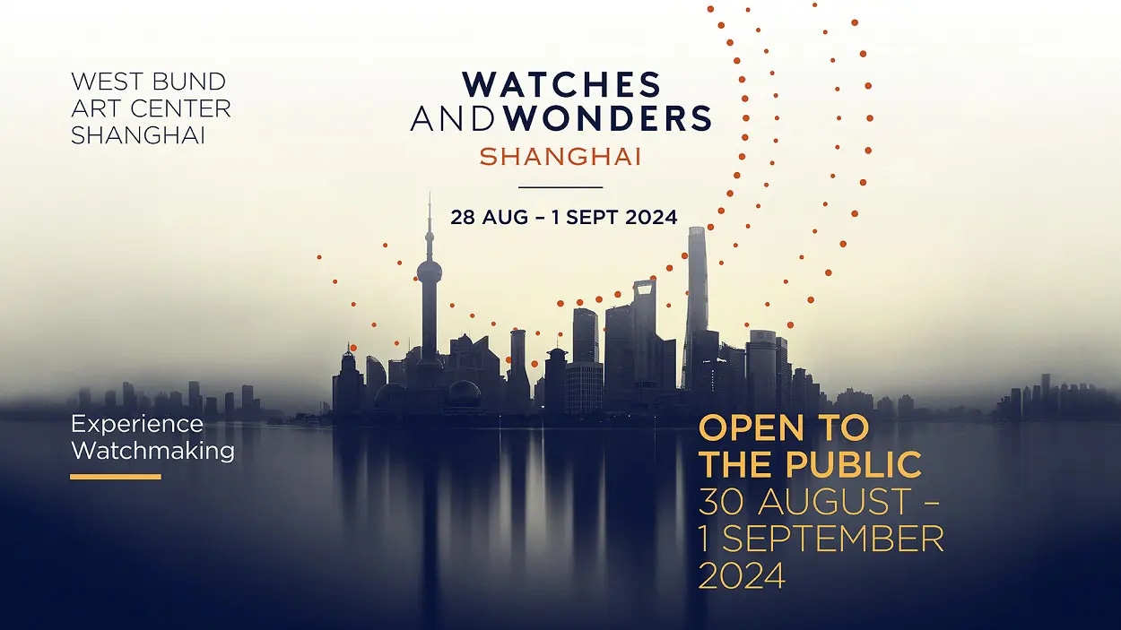 Watches And Wonders logo with Shanghai skyline in the background